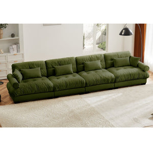 English Elm Super Comfort Modular Velvet Sectional Sofa With Movable Ottoman - Luxurious Olive Green Cloud Couch! W714S01110-GIGA