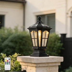 English Elm Garden Post Light Black Die-cast Aluminum European Lantern for Outdoor Pathways W5008P392752