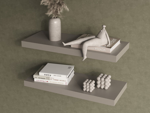 English Elm Floating Shelf Dallas Taupe Set of 2 – Modern Engineered Wood Wall Shelves 32"x10.6" Space-Saving Décor B092P238743
