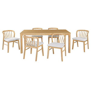 English Elm Solid Rubberwood Dining Table Thick Slab Top Seats 8 Modern Farmhouse Kitchen Natural N768P427476N
