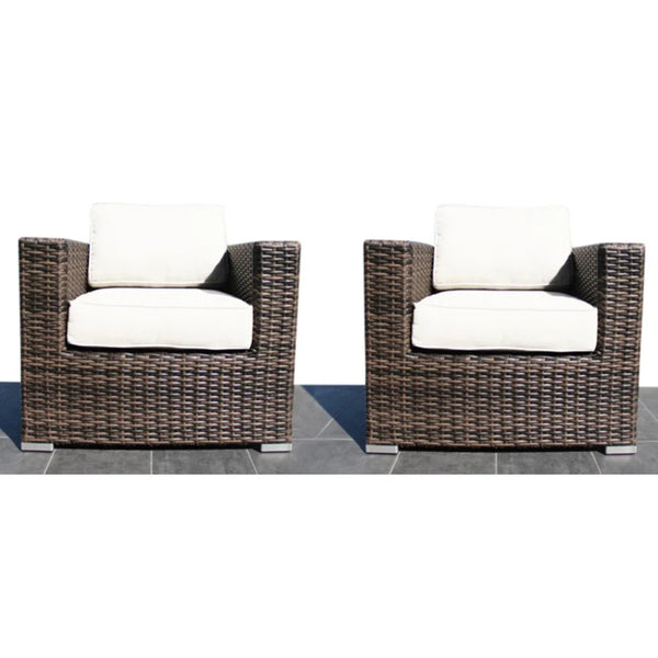 English Elm Set of 2 All-Weather Outdoor Chairs with Cushions, Fully Assembled Patio Club Chairs, Gray Wicker Durable Finish B120S00096