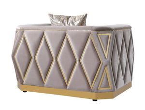 English Elm Cavalli Glam Accent Chair Diamond Quilted Upholstery with Gleaming Gold Metal Base Taupe+Gold B009P417493