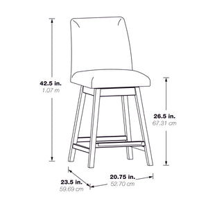 OSP Home Furnishings Finley 26” Swivel Counter Stool  - Set of 2 Charcoal/Med Oak