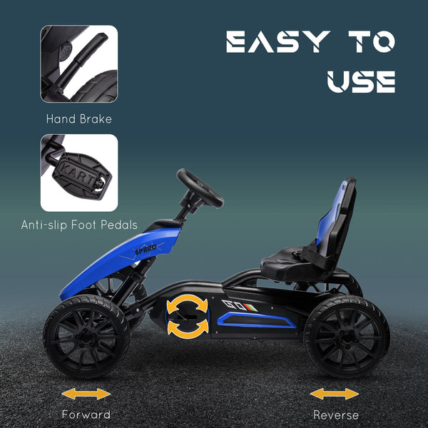 English Elm Aosom Kids Pedal Go Kart Sporty Ride on with Adjustable Seat and Eva Wheels W2225P229169