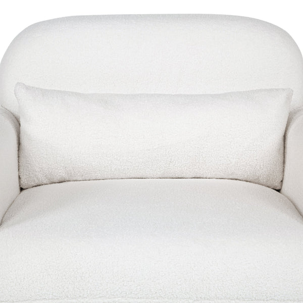 English Elm Stylish Teddy Fleece Single Sofa Chair with Arms and Pillow, Cozy Accent Armchair for Living Room Beige 30 L x 24.75 W x 24 H W1716P196469