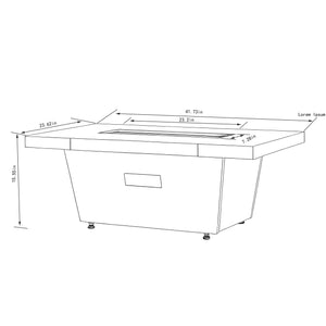 English Elm 42 Inch Gas Fire Pit Table 50,000 BTU Cement Grey Rectangle Patio Table with Lid, Grill, Volcanic Rock W853P368308