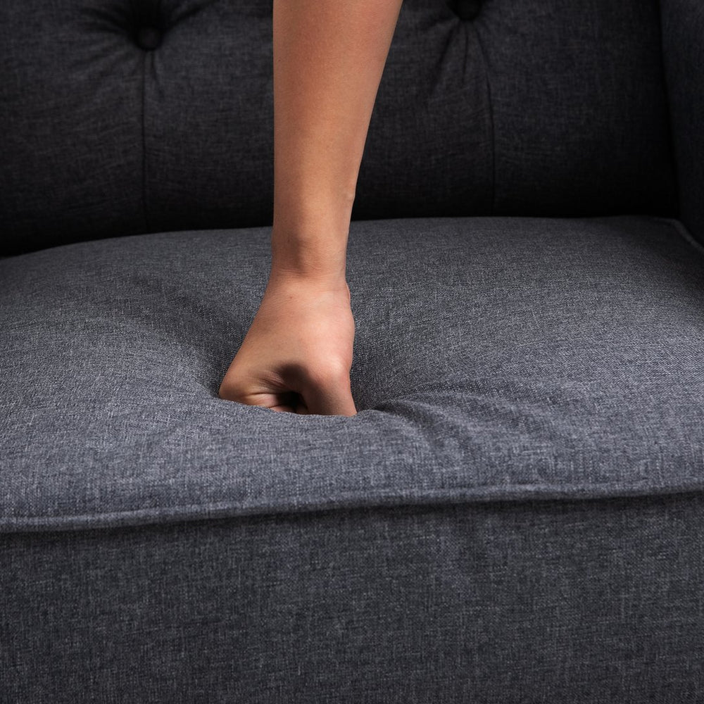 English Elm HOMCOM Vintage Tufted Wingback Recliner Chair with Retractable Footrest, Linen Upholstery, Grey - Adjustable Comfort and Solid Frame W2225P217220