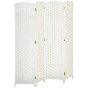 English Elm Homcom Woven Polypropylene 4 Panel Folding Screen Pine Frame Freestanding Room Divider W2225P485650