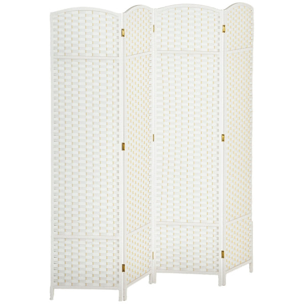 English Elm Homcom Woven Polypropylene 4 Panel Folding Screen Pine Frame Freestanding Room Divider W2225P485650