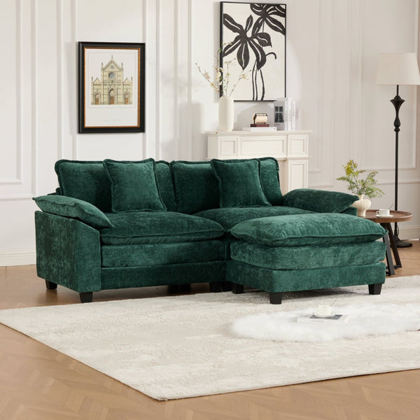 English Elm Wider Armrest Loveseat - Modern Green Chenille Couch With Cloud-Like Comfort For Any Space W1143S00038-GIGA