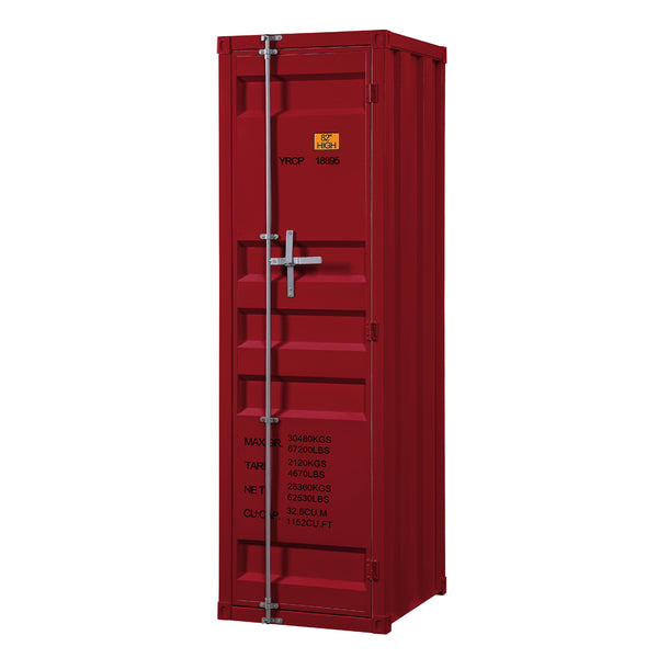 English Elm Cargo Red Metal Wardrobe with Hanging Rod, Shelf & Industrial Locking Design for Durable Storage B2726P263388