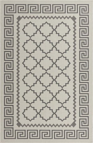 Unique Loom Outdoor Trellis Stars Machine Made Geometric Rug Gray, Silver 5' 1" x 8' 0"