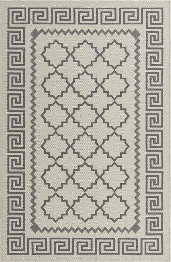 Unique Loom Outdoor Trellis Stars Machine Made Geometric Rug Gray, Silver 5' 1" x 8' 0"