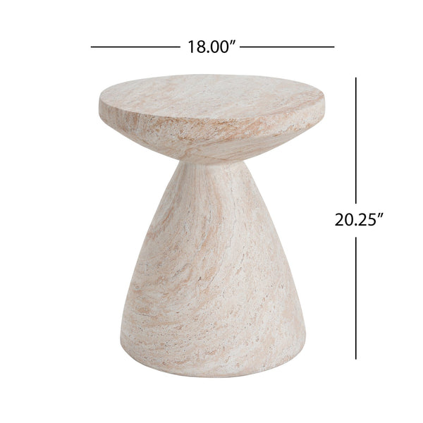 English Elm Christopher Knight Home® - Outdoor/Indoor Lightweight Concrete Side Table In Travertine Finish - Elegant Hourglass Design, Versatile Use N773P253809Z