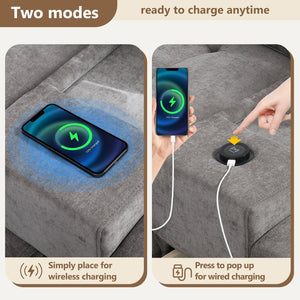 English Elm [new U-shaped Chenille Sectional Six Seat Tufted Couch with Usb Charging Storage Gray N723S1191E