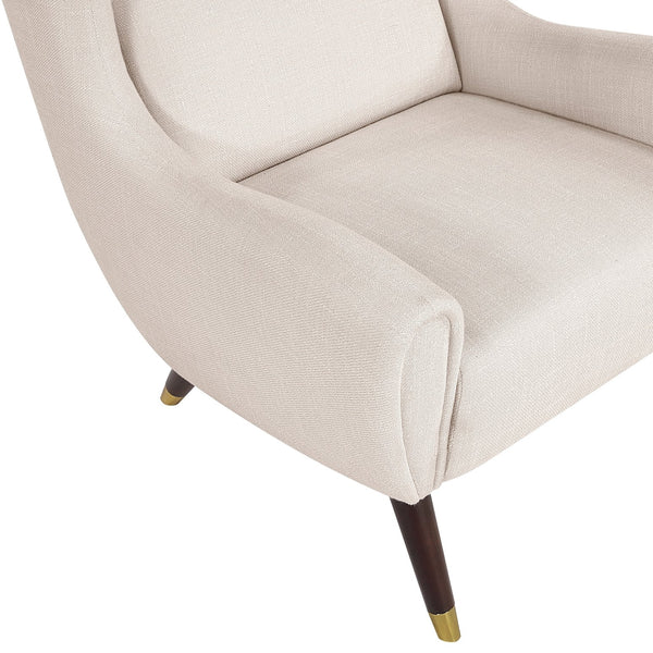 English Elm Modern Wingback Upholstered Accent Chair with Solid Wood Frame, Gold-Tip Legs, Plush Pocket Coil Comfort Beige 30.5 L x 33.5 W x 32 H B011P393050