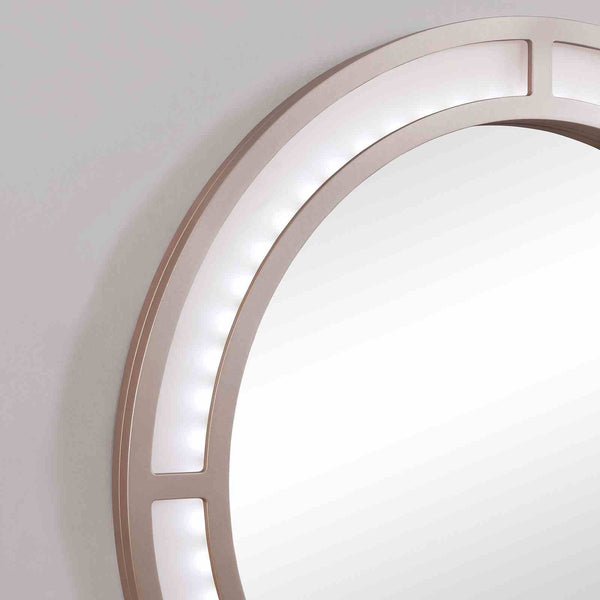 English Elm Glam Elegant Vanity Set with LED Mirror, Plush Stool, Ample Storage, Felt-Lined Drawers, Chic Finish Rosy 23 L x 18 W x 40 H B2741S00680