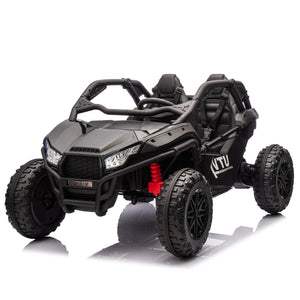 English Elm 24v Two Seater Kids Utv with Parental Remote Dual Motors Four Wheel Suspension Led Black W1578P198431