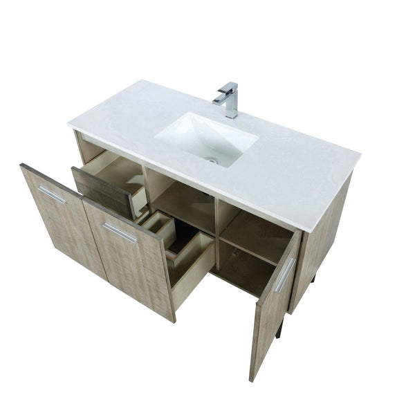English Elm Rustic Acacia Bath Vanity 48" W X 20" D, Durable Cultured Marble Top & Soft-Close Chrome Faucet Set B2731P259689-GIGA