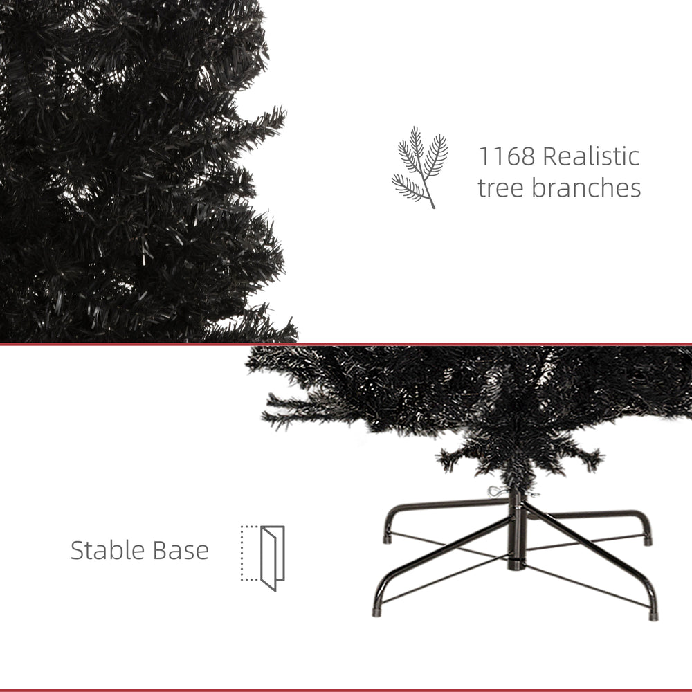 English Elm Homcom 8Ft Slim Black Pencil Christmas Tree - Realistic Douglas Fir For Modern Holiday & Halloween Decor W2225P249616