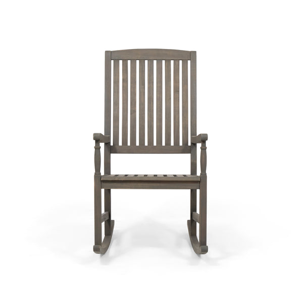English Elm Christopher Knight Home® - Acacia Outdoor Porch Rocking Chair – Durable Acacia Hardwood, Rustic Slat Design, Smooth Rocking Motion Grey 65490.00GRY