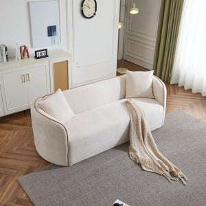 English Elm Coral Boucle Curved Sofa Sculptural Three Seater for Modern Living Spaces N773P240634S_N773P240653S
