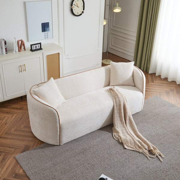 English Elm Coral Boucle Curved Sofa Sculptural Three Seater for Modern Living Spaces N773P240634S_N773P240653S