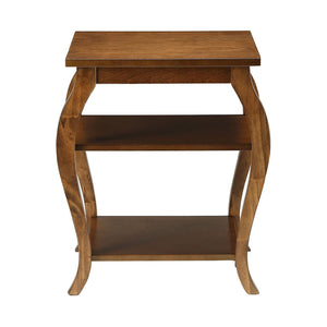 English Elm Square Modern Reversible End Table with Two Open Shelves for Flexible Storage and Stylish Living Room Walnut B016P310259