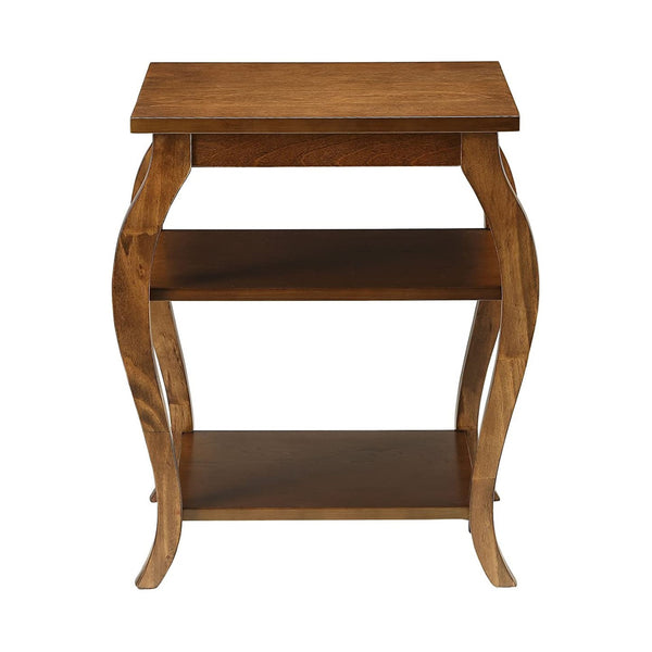 English Elm Square Modern Reversible End Table with Two Open Shelves for Flexible Storage and Stylish Living Room Walnut B016P310259