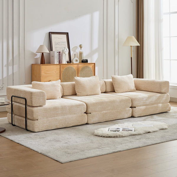 English Elm Compression Convertible Floor Sofa Bed - Stylish Chenille Modular Seating For Small Spaces & Guests W3723S00014