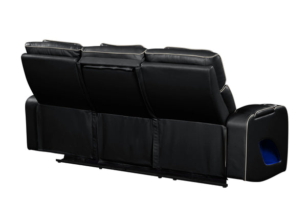 English Elm Fortuner Faux Leather Recliner Sofa with LED Lighting, Massage, Power Recline & Wireless Charging G150109097