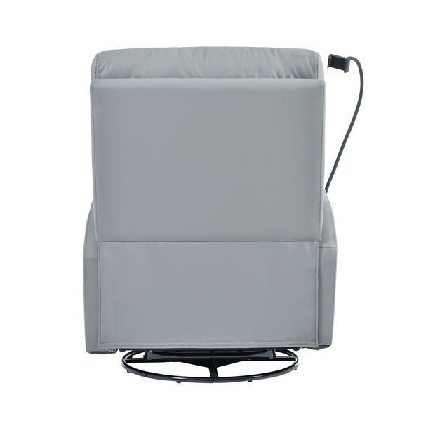 English Elm 270° 270° Power Swivel Recliner Chair with USB Ports, 30° Rocking, 95–150° Recline for Small Spaces Blue Gray W1028S00040