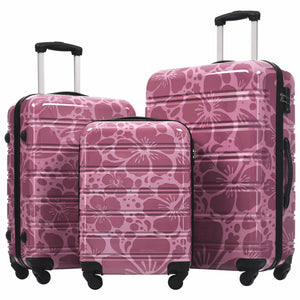 English Elm Hardshell Polycarbonate Luggage Set Three Piece Tsa Lock Spinner Travel Suitcases Pink Purple N732P306618H