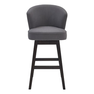 English Elm Jordane 30" Bar Height Swivel Stool in Gray Fabric with Espresso Wood, 360° Glide, Footrest Comfort B2736P268578