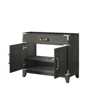 English Elm Black Oak Single Bath Vanity - Stylish 36" Bathroom Storage With Soft-Close Doors & Easy Setup B2731P260908