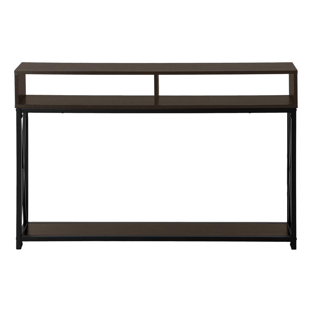 English Elm Accent Table Modern Entryway Console with Grey Laminate Top and Black Criss-Cross Metal Frame, 44" L Espresso 51 L x 11 W x 7 H B2710P219339