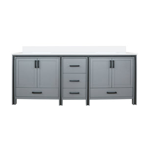 English Elm Dark Grey Double Bath Vanity 84" W X 22" D | Elegant White Quartz Top & Ample Storage Solutions B2731P260664