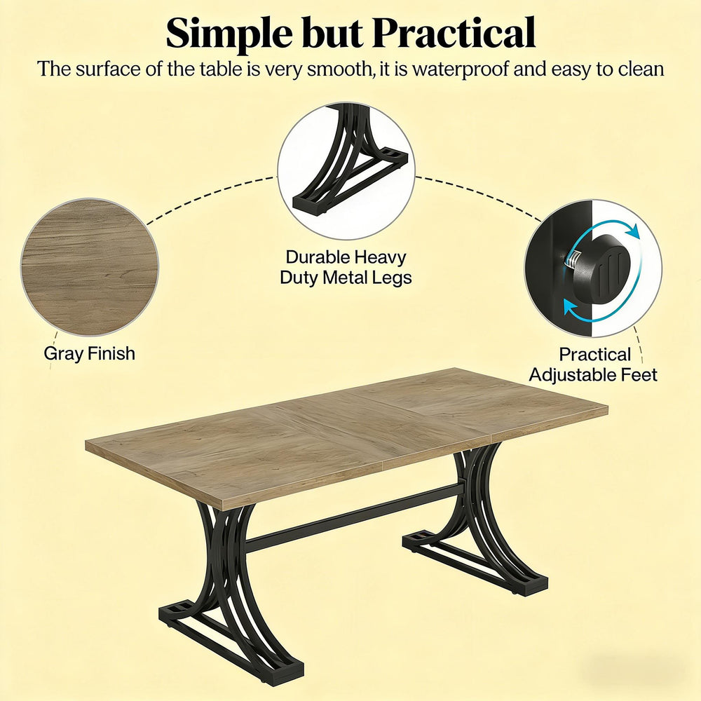 English Elm Roomy 62 Inch Executive Desk with Golden Metal Legs for Home Office Study T3971P458446