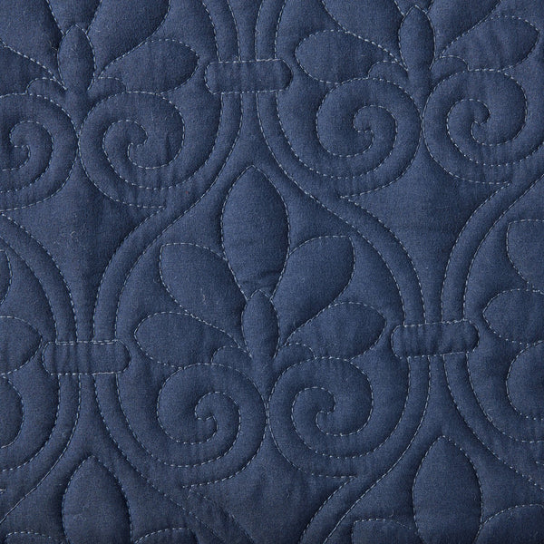JLA Home Madison Park - 3 Madison Park Quebec Quilted Bedspread Set with Split-Corner Pleats, Box Stitching & Antimicrobial Protection Navy MP13-6480