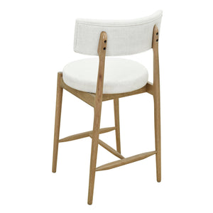 English Elm Christopher Knight Home® - Mid Century Modern Counter Stools Set Of 2 - Natural Wood & Beige Upholstered Comfort Design N771P205427A