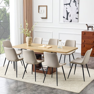 English Elm Scalable Extendable Dining Set with Wood Grain Table and Gray Linen Chairs 8 Piece Black,Walnut,Warm Grey,Wood W1151S04683