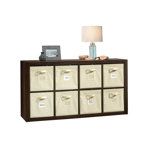 English Elm 8-Cube Organizer Brown finish - 8-Compartment Engineered Wood Storage with Removable Bins, 31"x15"x58" B356P402702