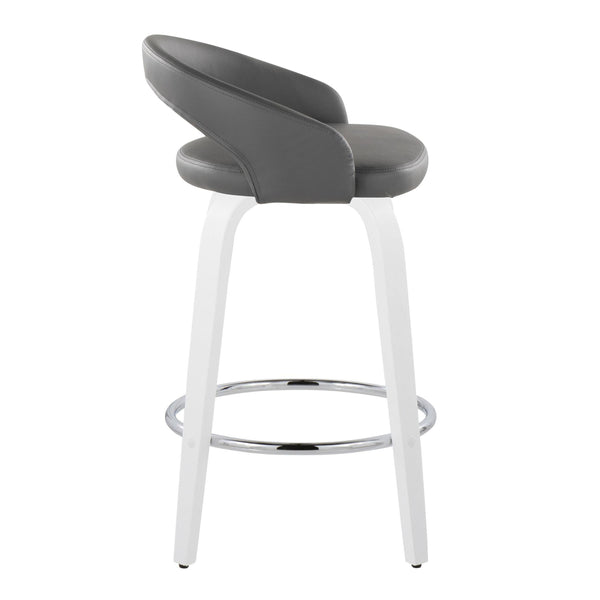 English Elm Fixed-height Swivel Counter Stools with Faux Leather Seats and Chrome Footrest Set of 2 B202S01833