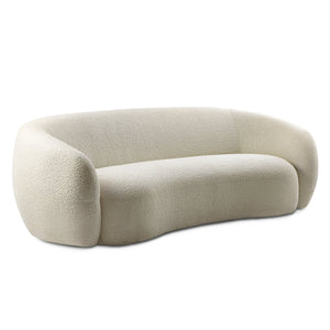 English Elm Sherri 89-inch Sofa with Curved Mid-Century Bouclé Upholstery, Durable Frame, Spacious Seating Cream B136P364318