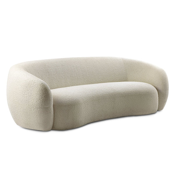 English Elm Sherri 89-inch Sofa with Curved Mid-Century Bouclé Upholstery, Durable Frame, Spacious Seating Cream B136P364318