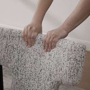 English Elm 22.05" Modern Upholstered Chenille Dining Chair Set of 4 with Rubberwood Legs, Curved Armless Comfort White+Black W3189S00001