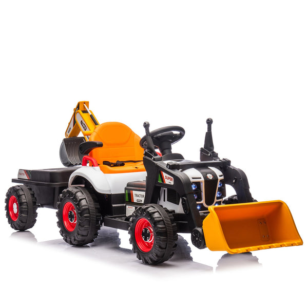 English Elm 24v Kids Electric Ride on Construction Tractor Swivel Seat Remote Control Toy W1578P294833