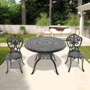English Elm 3-Piece All-Weather Cast Aluminum Bistro Dining Set With Sleek Black Finish For Outdoor Enjoyment W1710S00213