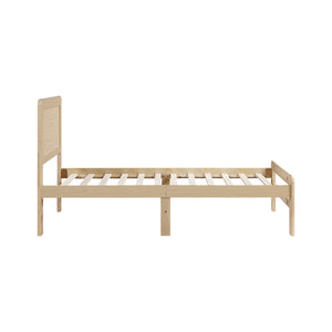 English Elm 1pc Contemporary Finish Queen Size Platform Bed Frame with Slats, Clean Headboard, Modern Wood Appeal Natural 47 L x 19 W x 7 H B011P353120