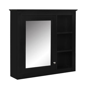 English Elm 30'' Modern Medicine Cabinet with Mirror and Adjustable Shelves, MDF Wall-Mounted Bathroom Storage Solution Black N710P192495B